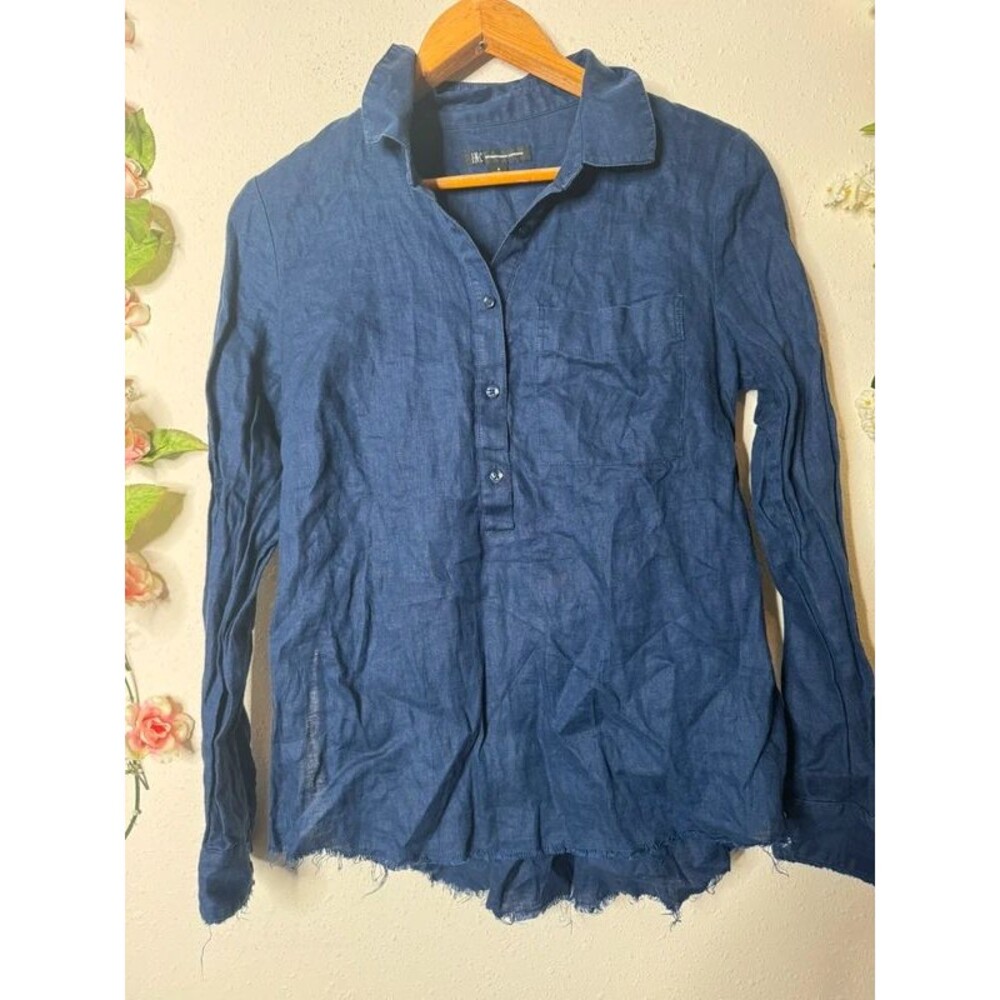 Inc international concepts blue tunic linen blend